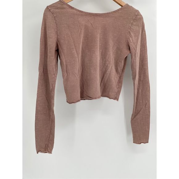 Free People Top Crop Women XS Pink Mauve Embroidered V Neck Bohemian Flutter - Picture 8 of 13